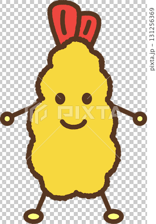 キャラクター風の食べ物アイコン エビフライ キャラクター風の食べ物アイコン エビフライ 131256369