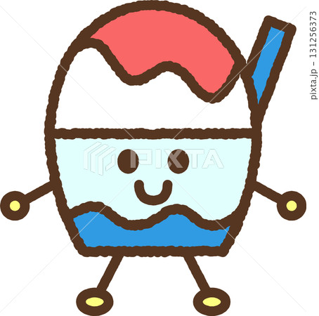 キャラクター風の食べ物アイコン　かき氷 131256373