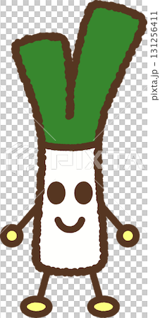 キャラクター風の食べ物アイコン ねぎ キャラクター風の食べ物アイコン ねぎ 131256411