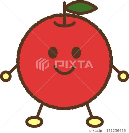キャラクター風の食べ物アイコン　りんご 131256436