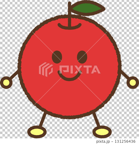 キャラクター風の食べ物アイコン　りんご 131256436