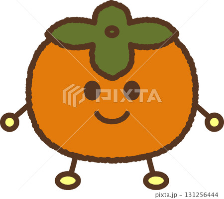 キャラクター風の食べ物アイコン 柿 キャラクター風の食べ物アイコン 柿 131256444