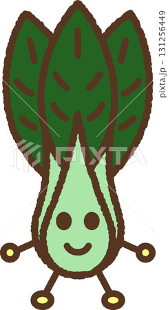 キャラクター風の食べ物アイコン　小松菜 131256449
