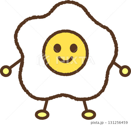 キャラクター風の食べ物アイコン　目玉焼き 131256459
