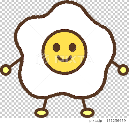 キャラクター風の食べ物アイコン　目玉焼き 131256459
