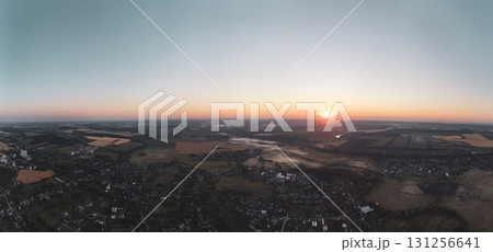 Sunrise Aerial Panorama in Rural Lands Sunrise Aerial Panorama in Rural Lands 131256641