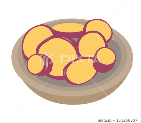 さつまいもの煮物。さつまいもの甘煮。ベクターイラスト 131256837