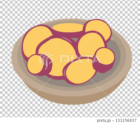 煮紅薯 用甜醬燉的紅薯 向量插圖 煮紅薯 用甜醬燉的紅薯 向量插圖 131256837
