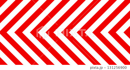 Warning sign with red and white diagonal lines. Attention, danger or caution symbol. Construction site signage, road safety notice, hazard banner, security alert shield. Vector illustration 131256900