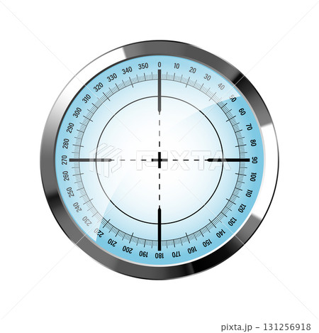 Chrome weapon sight, sniper rifle optical scope. Hunting gun viewfinder with crosshair. Aim, shooting mark symbol. Military target sign, silhouette. Game interface UI element. Vector illustration Chrome weapon sight, sniper rifle optical scope. Hunting gun viewfinder with crosshair. Aim, shooting mark symbol. Military target sign, silhouette. Game interface UI element. Vector illustration 131256918