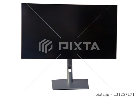 Black computer monitor screen isolated on white background, front view Black computer monitor screen isolated on white background, front view 131257171