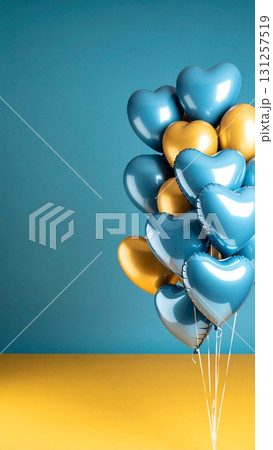 縦型サイズ　ハートの風船の背景　生成AI 131257519