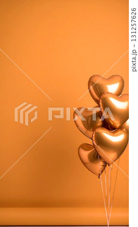 縦型サイズ　ハートの風船の背景　生成AI 131257626