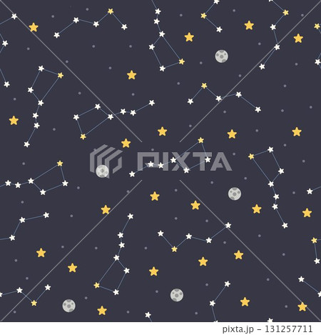 OUTER SPACE constellation seamless pattern wallpaper astronaut themed background repeat texture backdrop cute flat simple minimal illustration editable vector 131257711