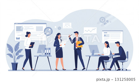 オフィスでの研修・トレーニングのイラスト オフィスでの研修・トレーニングのイラスト 131258005