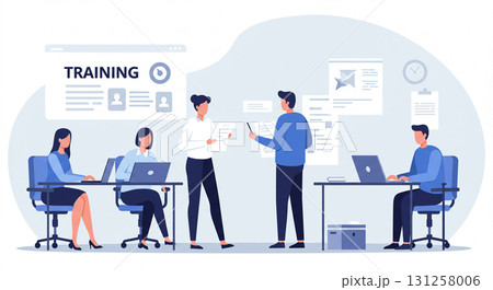 オフィスでの研修・トレーニングのイラスト オフィスでの研修・トレーニングのイラスト 131258006