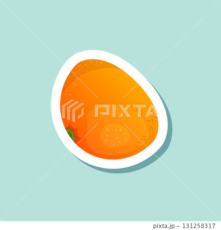 Orange fruit sticker icon in cartoon comic style. Clementine vector illustration on isolated background. Nature snack sign business concept. 131258317