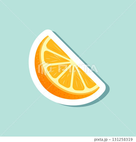 Orange fruit sticker icon in cartoon comic style. Clementine vector illustration on isolated background. Nature snack sign business concept. 131258319