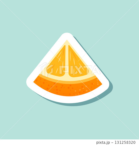 Orange fruit sticker icon in cartoon comic style. Clementine vector illustration on isolated background. Nature snack sign business concept. 131258320