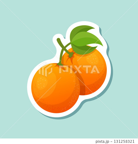 Orange fruit sticker icon in cartoon comic style. Clementine vector illustration on isolated background. Nature snack sign business concept. Orange fruit sticker icon in cartoon comic style. Clementine vector illustration on isolated background. Nature snack sign business concept. 131258321