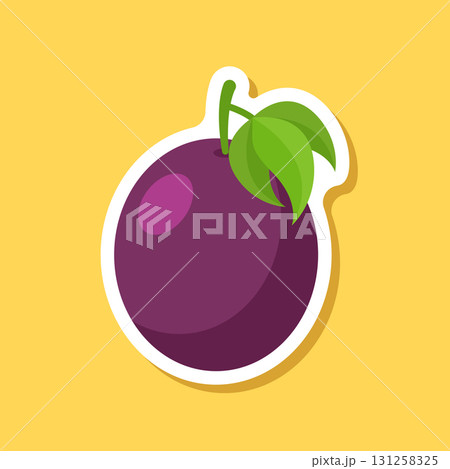 Passion fruit sticker icon in flat style. Passionfruit vector illustration on isolated background. Nature snack sign business concept. 131258325