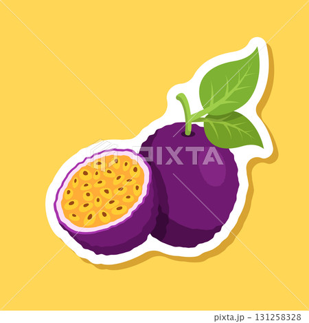 Passion fruit sticker icon in flat style....のイラスト素材 [131258328] - PIXTA
