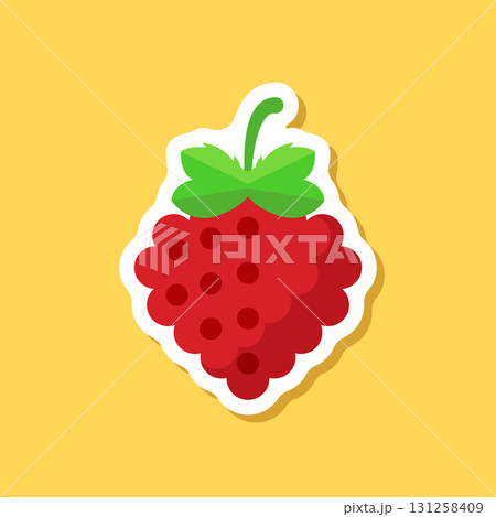 Raspberry fruit sticker icon in flat style. Raspberries berry vector illustration on isolated background. Nature snack sign business concept. Raspberry fruit sticker icon in flat style. Raspberries berry vector illustration on isolated background. Nature snack sign business concept. 131258409