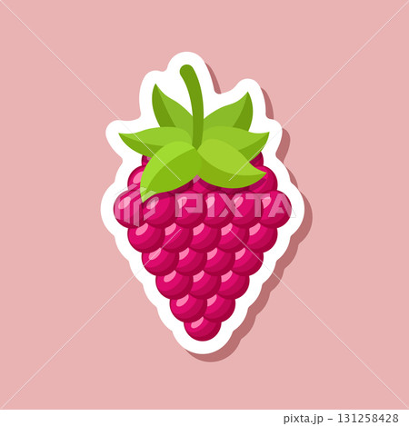 Raspberry fruit sticker icon in flat style. Raspberries berry vector illustration on isolated background. Nature snack sign business concept. Raspberry fruit sticker icon in flat style. Raspberries berry vector illustration on isolated background. Nature snack sign business concept. 131258428