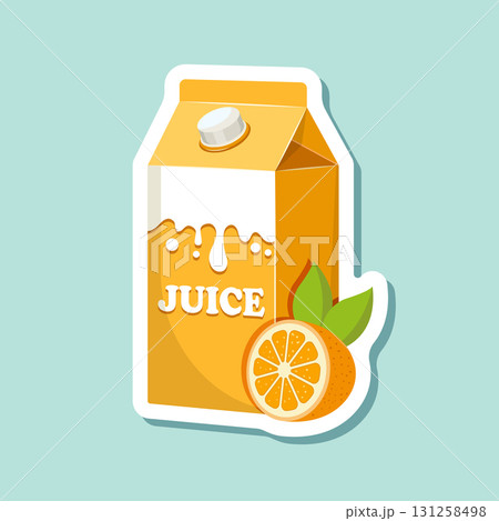 Orange juice paper sticker icon in flat style. Fruit drink vector illustration on isolated background. Fresh juice sign business concept. Orange juice paper sticker icon in flat style. Fruit drink vector illustration on isolated background. Fresh juice sign business concept. 131258498