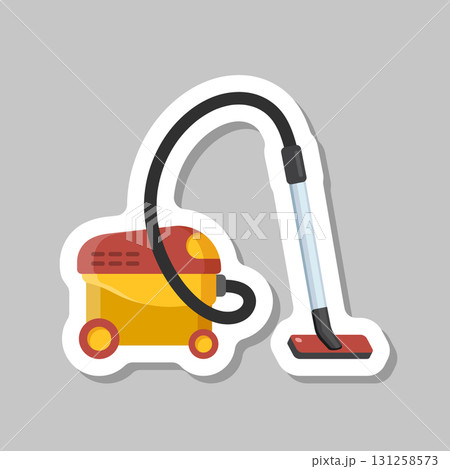 Vacuum cleaner sticker icon in flat style. Equipment for house cleaning vector illustration on isolated background. Clean machine sign business concept. Vacuum cleaner sticker icon in flat style. Equipment for house cleaning vector illustration on isolated background. Clean machine sign business concept. 131258573