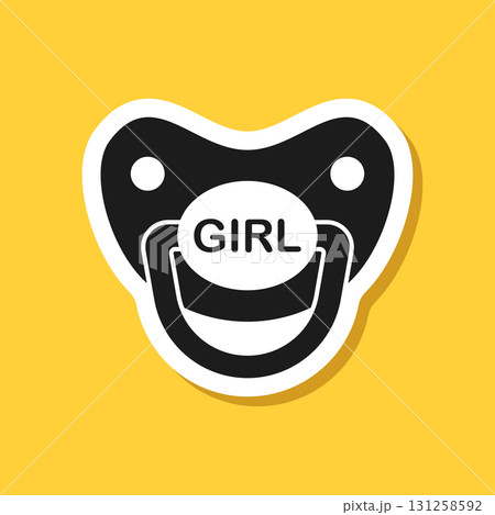 Baby pacifier sticker icon in flat style. Nipple for newborn child vector illustration on isolated background. Soother sign business concept. 131258592