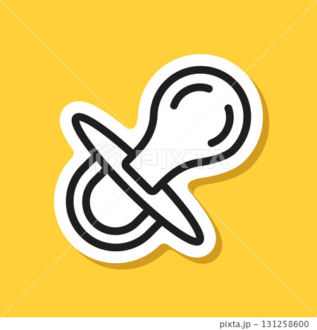 Baby pacifier sticker icon in flat style. Nipple for newborn child vector illustration on isolated background. Soother sign business concept. 131258600