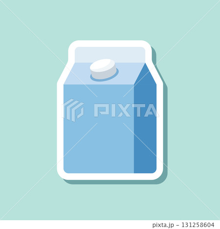 Milk bottle sticker icon in flat style. Dairy product vector illustration on isolated background. Milky liquid sign business concept. 131258604