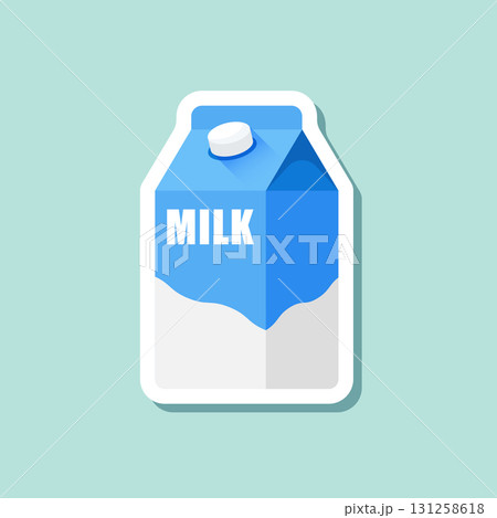 Milk bottle sticker icon in flat style. Dairy...のイラスト素材 [131258618] - PIXTA