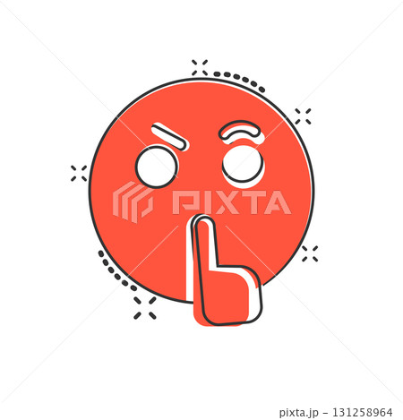 Quiet icon in comic style. Silence cartoon vector illustration on isolated background. Hush splash effect sign business concept. 131258964