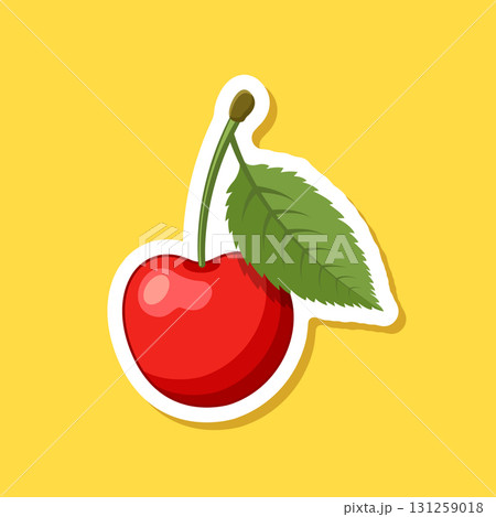 Cherry berry sticker icon in flat style. Fresh fruit vector illustration on isolated background. Fresh cherry sign business concept. Cherry berry sticker icon in flat style. Fresh fruit vector illustration on isolated background. Fresh cherry sign business concept. 131259018