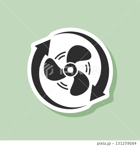 Ventilation sticker icon in flat style. Fan airflow vector illustration on isolated background. Turbine rotation sign business concept. Ventilation sticker icon in flat style. Fan airflow vector illustration on isolated background. Turbine rotation sign business concept. 131259084