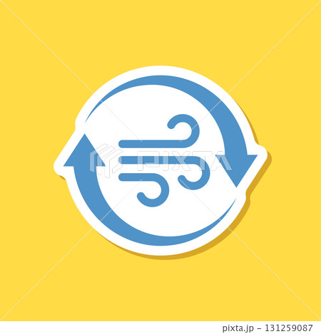 Ventilation sticker icon in flat style. Fan airflow vector illustration on isolated background. Turbine rotation sign business concept. Ventilation sticker icon in flat style. Fan airflow vector illustration on isolated background. Turbine rotation sign business concept. 131259087