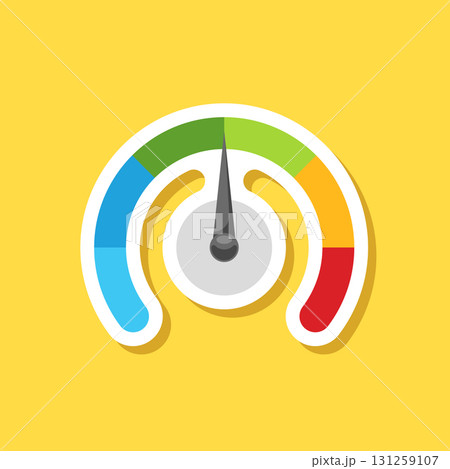 Progress bar with arrow sticker icon in flat style. Meter gauge vector illustration on isolated background. Risk level sign business concept. 131259107