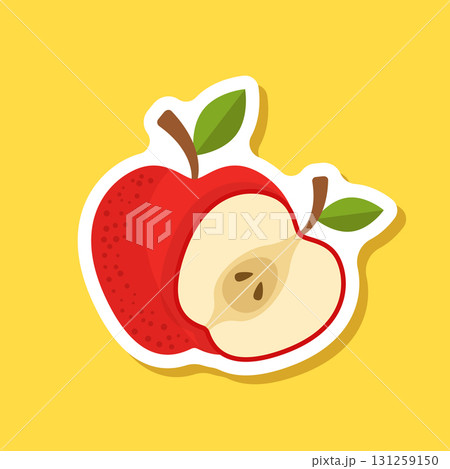 Red apple sticker icon in flat style. Fresh fruit vector illustration on isolated background. Fresh apples sign business concept. Red apple sticker icon in flat style. Fresh fruit vector illustration on isolated background. Fresh apples sign business concept. 131259150