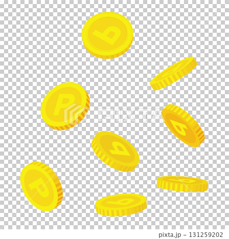 空中飛舞的硬幣的向量插圖 空中飛舞的硬幣的向量插圖 131259202