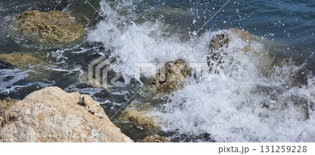 Rocky Shoreline and Waves on the Mediterranean Sea, Cyprus Rocky Shoreline and Waves on the Mediterranean Sea, Cyprus 131259228