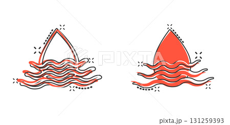 Water drop icon in comic style. Liquid cartoon vector illustration on white isolated background. Droplet splash effect business concept. Water drop icon in comic style. Liquid cartoon vector illustration on white isolated background. Droplet splash effect business concept. 131259393