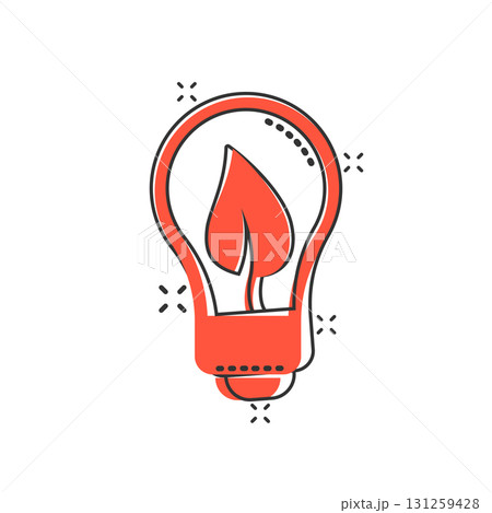 Light bulb icon in comic style. Lightbulb cartoon vector illustration on white isolated background. Energy lamp splash effect sign business concept. 131259428
