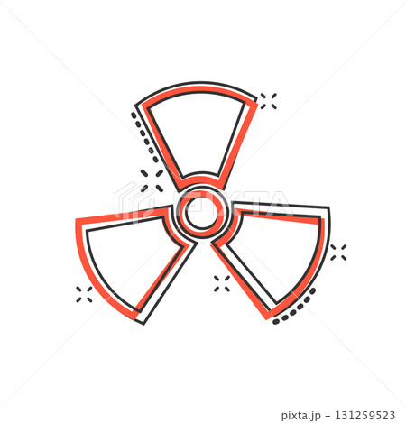 Nuclear radiation icon in comic style. Radioactivity cartoon vector illustration on white isolated background. Toxic splash effect sign business concept. 131259523