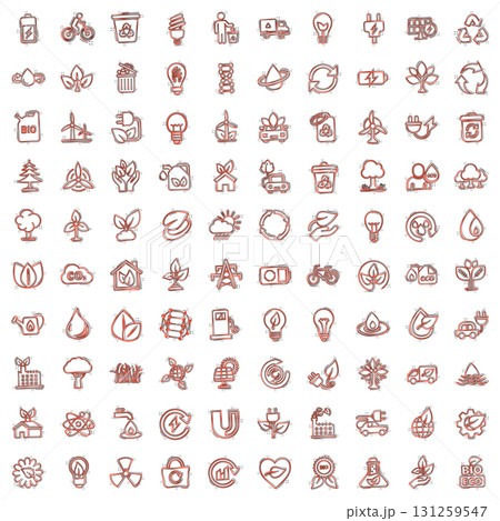 Eco environment icons set in comic style. Ecology cartoon vector illustration on white isolated background. Bio emblem splash effect sign business concept. Eco environment icons set in comic style. Ecology cartoon vector illustration on white isolated background. Bio emblem splash effect sign business concept. 131259547