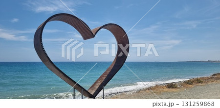 Heart-Shaped Sculpture by the Sea in Cyprus Heart-Shaped Sculpture by the Sea in Cyprus 131259868