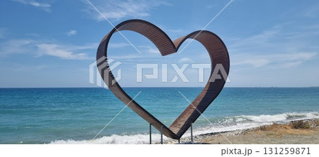 Heart-Shaped Sculpture by the Sea in Cyprus Heart-Shaped Sculpture by the Sea in Cyprus 131259871