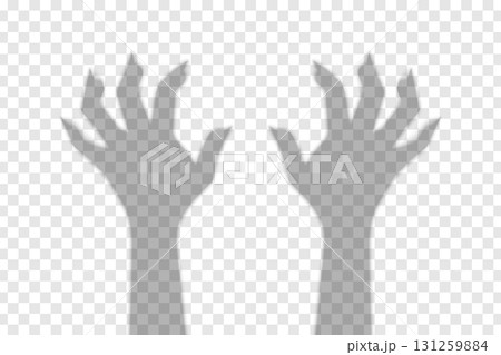 Shadows of an evil hands with claws. Halloween decoration on transparent background. Vector illustration Shadows of an evil hands with claws. Halloween decoration on transparent background. Vector illustration 131259884