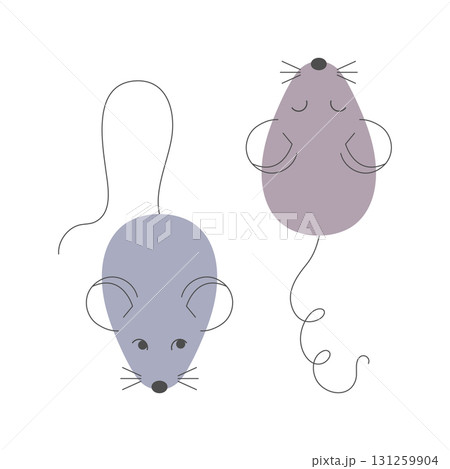 Cute doodle mice characters. Mice isolated on white background. Vector illustration Cute doodle mice characters. Mice isolated on white background. Vector illustration 131259904